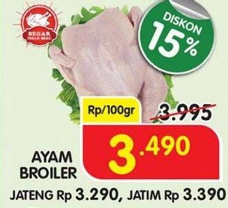 Promo Harga Ayam Broiler per 100 gr - Superindo