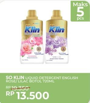 Promo Harga So Klin Liquid Detergent Nature English Rose, French Lilac 720 ml - Yogya