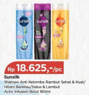Promo Harga Sunsilk Shampoo Anti Ketombe Activ-Infusion, Black Shine, Soft Smooth 160 ml - TIP TOP
