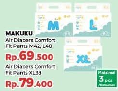 Promo Harga Makuku Comfort Fit Diapers Pants XL38 38 pcs - Yogya