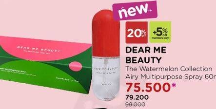 Promo Harga DEAR ME BEAUTY The Watermelon Collection Airy Multipurpose Spray 60 ml - Watsons