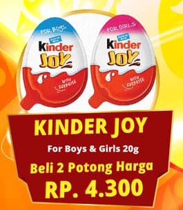Promo Harga Kinder Joy Chocolate Crispy Girls, Boys 20 gr - Yogya