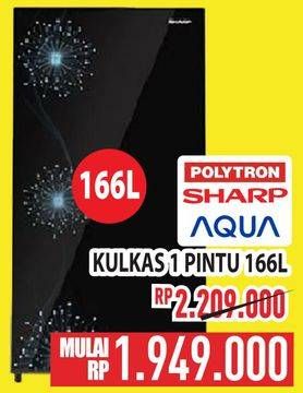 Promo Harga POLYTRON/SHARP/AQUA Kulkas 1 Pintu 166L  - Hypermart