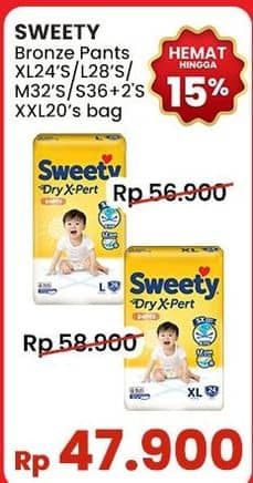 Promo Harga Sweety Bronze Pants Dry X-Pert L28, M32, S36+2, XXL20 20 pcs - Indomaret