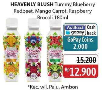 Promo Harga Heavenly Blush Tummy Yoghurt Drink Blueberry Redbeet, Mango Carrot, Raspberry Broccoli 180 ml - Alfamidi