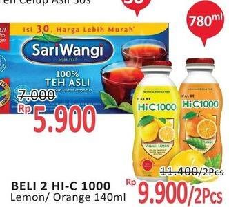 Promo Harga HI C 1000 Real Non Carbonated Vitamin C Drink Lemon, Orange 140 ml - Alfamidi