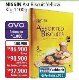 Promo Harga Nissin Assorted Biscuits All Variants 1100 gr - Alfamidi