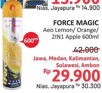 Promo Harga FORCE MAGIC Insektisida Spray Green Apple, Lemon, Orange 600 ml - Alfamidi