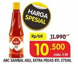 Promo Harga ABC Sambal Asli, Extra Pedas 275 ml - Superindo