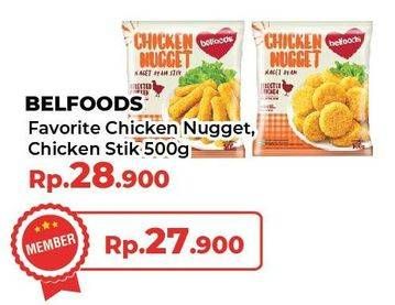 Promo Harga BELFOODS Nugget Chicken Nugget, Chicken Nugget Stick 500 gr - Yogya