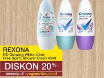 Promo Harga Rexona Deo Roll On Free Spirit, Glowing White, Shower Clean 40 ml - Yogya