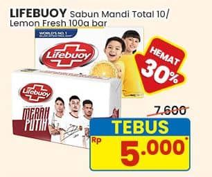 Promo Harga Lifebuoy Bar Soap Total 10, Lemon Fresh 110 gr - Indomaret