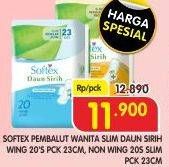 Promo Harga Softex Daun Sirih Wing 23cm, NonWing 23cm 20 pcs - Superindo