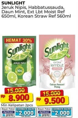 Promo Harga Sunlight Pencuci Piring Higienis Plus With Habbatussauda, Anti Bau With Daun Mint, Jeruk Nipis 100 650 ml - Alfamart