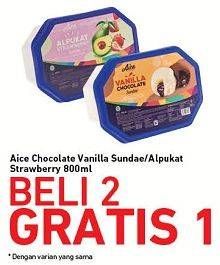 Promo Harga AICE Sundae Alpukat Strawberry, Vanilla Chocolate 800 ml - Carrefour
