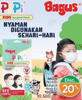 Promo Harga BAGUS Pipi Kids Mask Surgical 5 pcs - Guardian