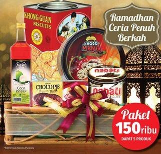 Promo Harga Paket 150rb (Khong Guan Assorted Biscuit + Marjan Syrup Cocopandan + Choco Mania Cookies+ Richoco Nabati + Choco Pie Lotte )  - LotteMart