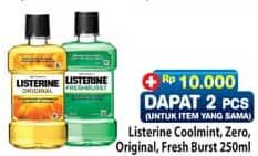 Promo Harga Listerine Mouthwash Antiseptic Cool Mint, Zero, Original, Fresh Burst 250 ml - Hypermart