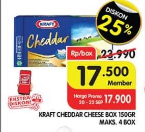 Promo Harga Kraft Cheese Cheddar 160 gr - Superindo