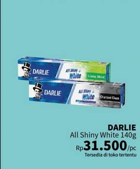 Promo Harga Darlie Toothpaste All Shiny White Charcoal Clean, All Shiny White Foamy Baking Soda, All Shiny White Lime Mint, All Shiny White Whitening Stain Prevention, All Shiny White Multicare 140 gr - Guardian