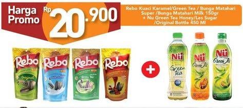 Promo Harga REBO Kuaci + NU GREEN TEA  - Carrefour