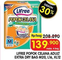 Promo Harga Lifree Popok Celana Ekstra Serap M20, XL12, L16 12 pcs - Superindo