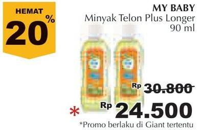 Promo Harga MY BABY Minyak Telon Plus Longer Protection 90 ml - Giant
