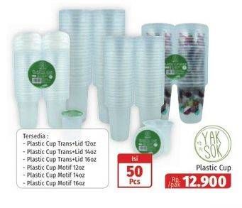 Promo Harga Yaksok Plastic Cup Transparant + Lid  - Lotte Grosir