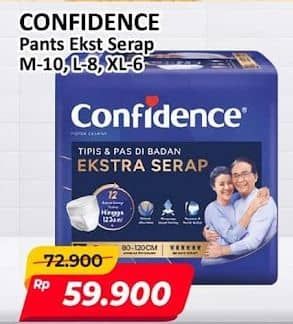 Promo Harga Confidence Adult Pants Slim & Fit Extra Absorb Kecuali M10, Kecuali L8, Kecuali XL6 6 pcs - Alfamart