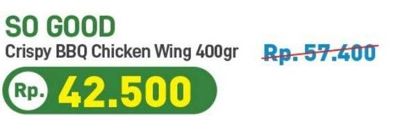 Promo Harga So Good Crispy BBQ Chicken Wings 400 gr - Hypermart