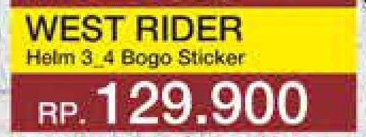 Promo Harga WEST RIDER Helm 3/4 Bogo Sticker  - Yogya
