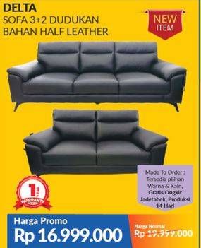 Promo Harga Delta Sofa 3 + 2 Dudukan Bahan Half Leather  - COURTS