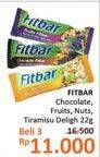 Promo Harga FITBAR Makanan Ringan Sehat Choco, Fruit, Nuts, Tiramisu per 3 pcs 22 gr - Alfamidi