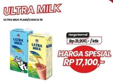Promo Harga Ultra Milk Susu UHT Coklat, Full Cream 1000 ml - Carrefour