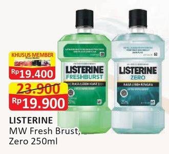 Promo Harga LISTERINE Mouthwash Antiseptic Fresh Burst, Zero 250 ml - Alfamart