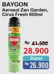 Promo Harga BAYGON Insektisida Spray Zen Garden, Citrus Fresh 600 ml - Alfamart