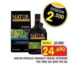 Promo Harga NATUR Shampoo Plus Teatree Oil Anti Dandruff 140 ml - Superindo