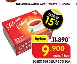 Promo Harga Sosro Teh Celup 50 pcs - Superindo