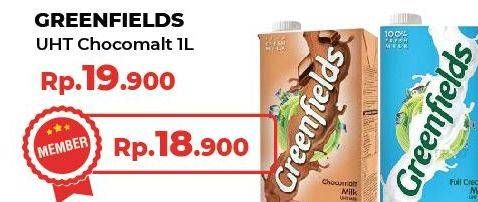 Promo Harga Greenfields UHT Choco Malt 1000 ml - Yogya