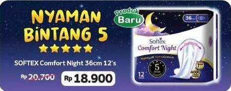 Promo Harga Softex Comfort Night Wing 36cm 12 pcs - Indomaret