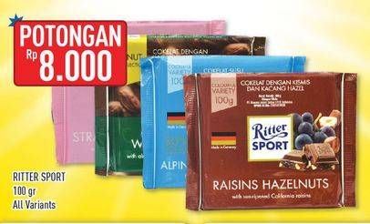 Promo Harga RITTER SPORT Almond Chocolate All Variants 100 gr - Hypermart
