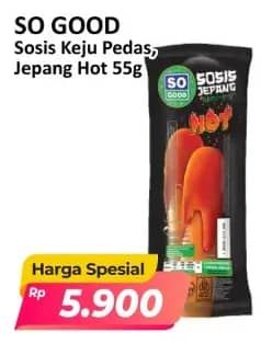 Promo Harga So Good Sosis Jepang Keju Saus Pedas, Hot 55 gr - Alfamart
