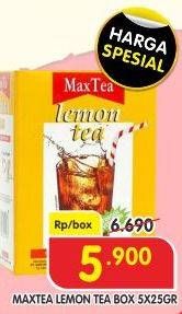 Promo Harga Max Tea Minuman Teh Bubuk Lemon Tea per 5 sachet 25 gr - Superindo