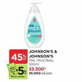 Promo Harga Johnsons Baby Milk Bath Milk + Rice 500 ml - Watsons