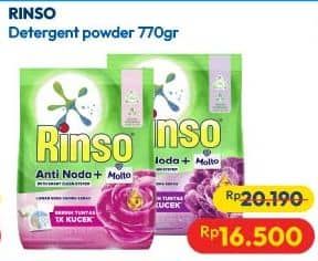 Promo Harga Rinso Anti Noda Deterjen Bubuk 770 gr - Hypermart