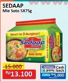 Promo Harga Sedaap Mie Kuah Kecuali Soto per 5 pcs 75 gr - Alfamart