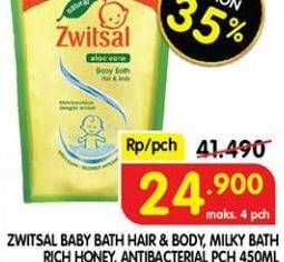 Promo Harga ZWITSAL Natural Baby Bath 2 In 1 Antibacterial, Milk Honey 450 ml - Superindo