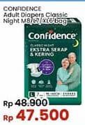 Promo Harga Confidence Adult Classic Night Ekstra Serap & Kering M8, L7, XL6 6 pcs - Indomaret