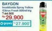 Promo Harga Baygon Insektisida Spray Citrus Fresh, Yellow Fresh Scent 600 ml - Indomaret