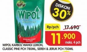 Promo Harga WIPOL Karbol Wangi Lemon, Classic Pine, Sereh + Jeruk 780 ml - Superindo